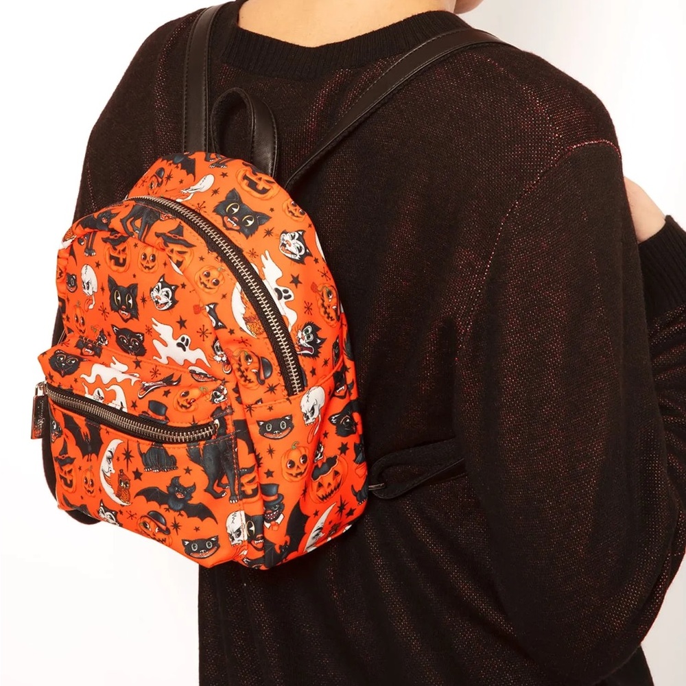 Brand new in bag with tags Blackmilk Orange Halloween Print Mini Backpack - Picture 3 of 7
